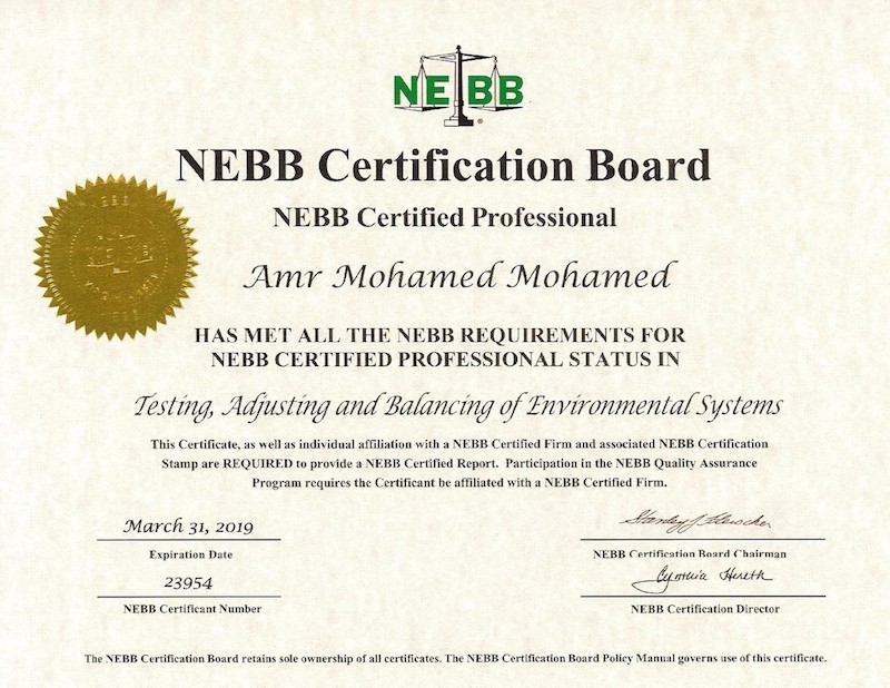 NEBB: Testing, Adjusting and Balancing of Enviromental Systems